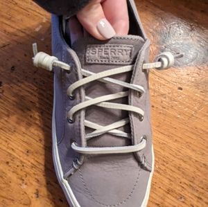 Sperry grey suede boat shoes. Super cute and comfy. Women's size 9